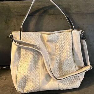 Elegant Woven Detail Tote Bag in Cream Never Worn